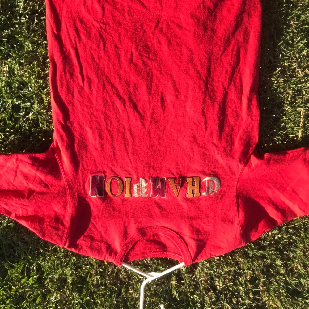 Champion Old English High School Logo Red T Shirt.